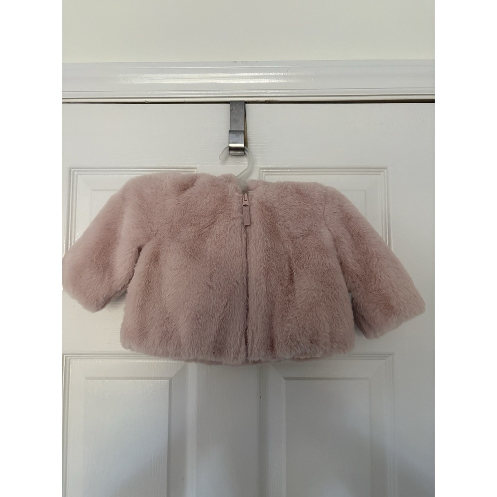 Okie Dokie Faux Fur Pink Coat Toddler 12 Mo Hooded With Bear Ears
